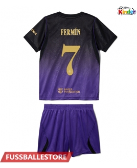 Günstige Barcelona Fermin Lopez #7 Auswärts Trikotsatzt Kinder 2026-27 Kurzarm (+ Kurze Hosen)